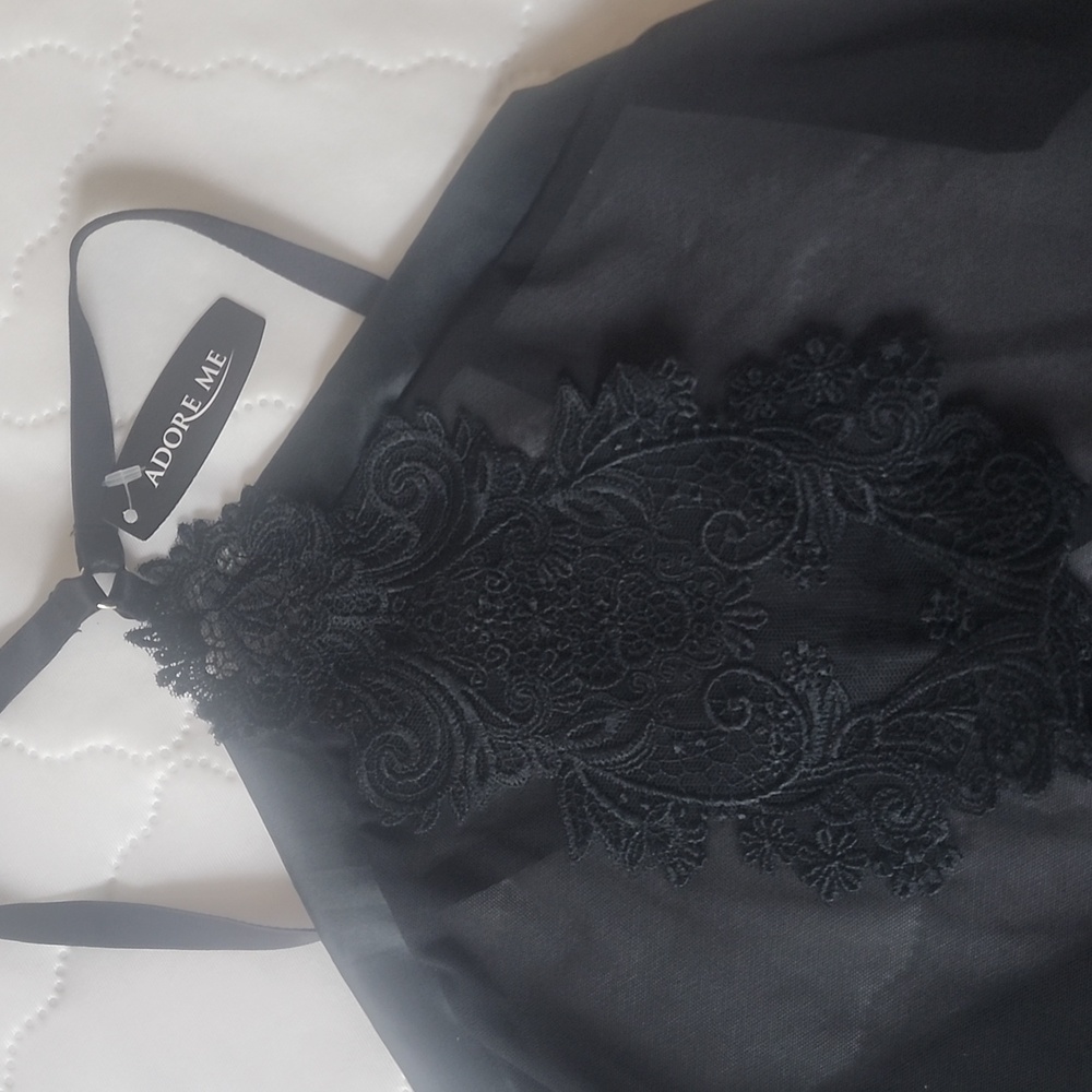 Adore Me Black Lace Bodysuit